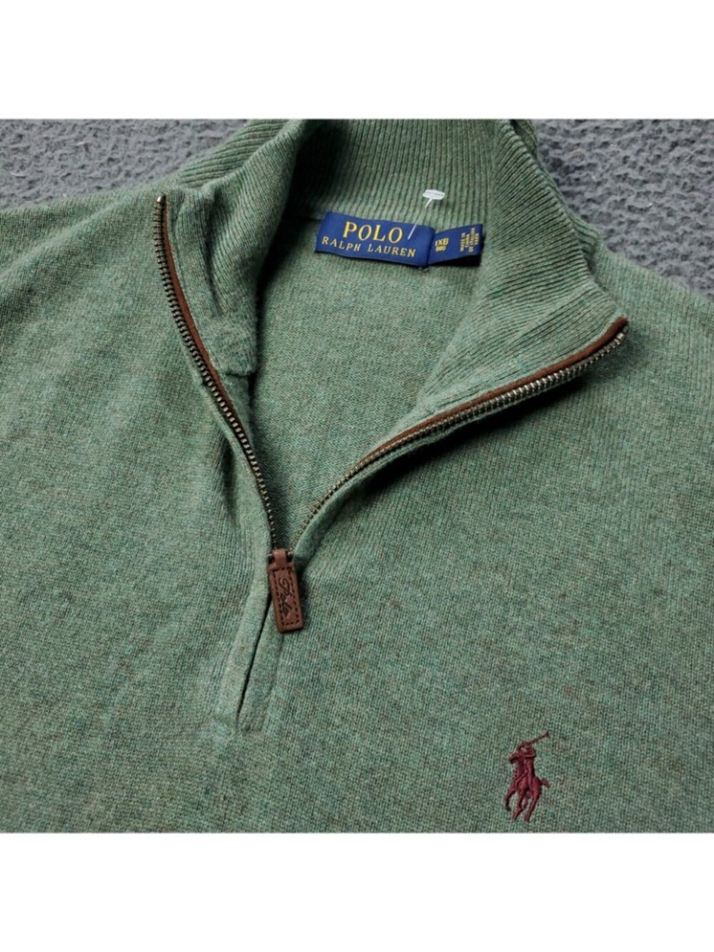 Polo Ralph Lauren Sweater Mens 1XB Big Merino Wool  Pullover Zip Up Green